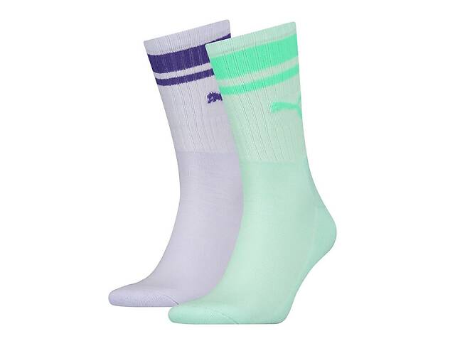 Носки Puma Unisex Crew Regular Stripe 2-pack 43-46 Light purple/Light green 261058001-004