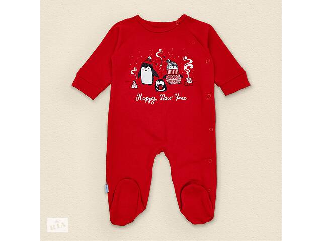 Новогодний комбинезон детский с начесом Dexter`s и принтом pingy 86 см красный (131534768416)