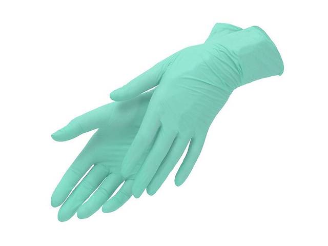 Нитриловые перчатки Nitrylex PF текстурированные на пальцах неопудренные р-р S 100 шт Зеленые (MAS40159)