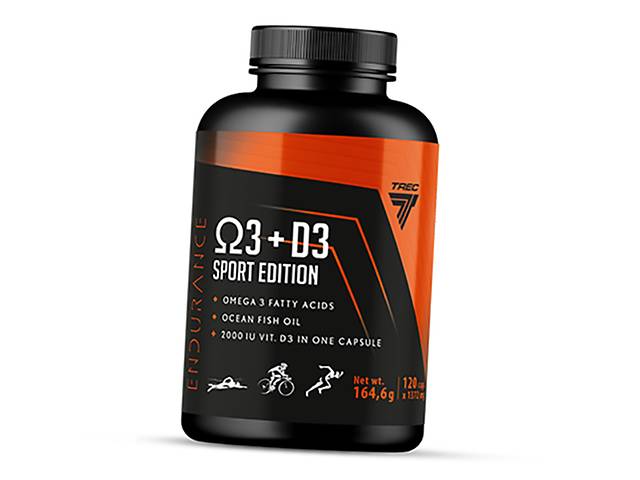 Омега 3 для спортсменов Omega 3 + D3 Sport Edition Trec Nutrition 120капс (67101004)