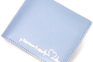 Оригинальный кожаный кошелек комби двух цветов Сердце GRANDE PELLE 16739 Желто-голубой