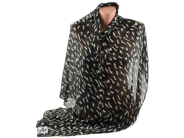 Оригінальний жіночий шарф, шифон, 65х150 см, Trаum 2495-34, колір чорний.