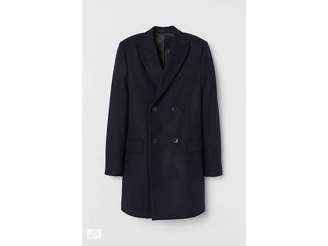 Пальто шерстяное H&M 54 Темно-синий 7505650