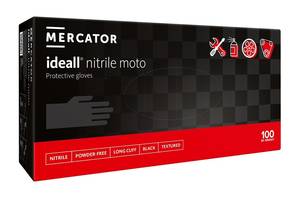 Перчатки прочные нитриловые Mercator Medical Ideall Nitrile Moto L Черные 100 шт (00-00000158)