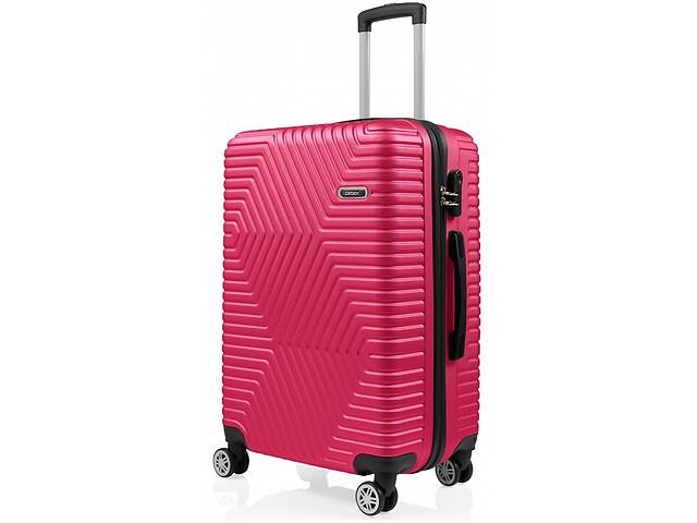 Пластиковый чемодан на колесах средний размер 70L GD Polo розовый