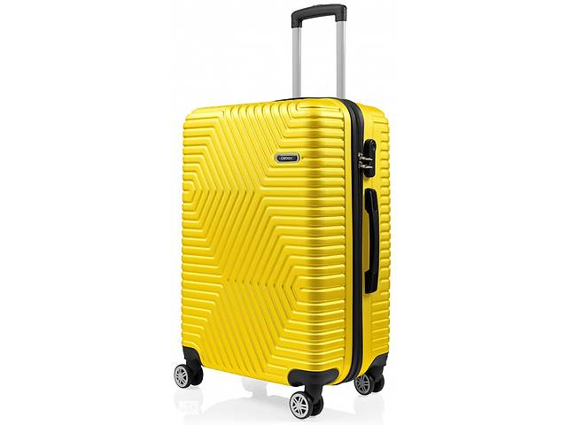 Пластиковый чемодан на колесах средний размер 70L GD Polo желтый