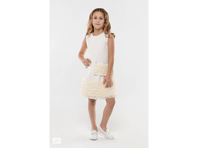 Платье бальное с узором для девочки Wecan 24087 152 см Молочный (2000990145604)