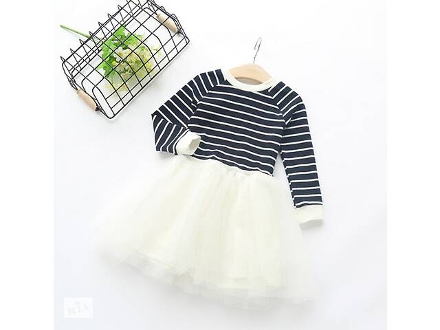Платье детское белое, черный верх