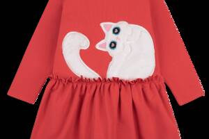 Платье детское красивое для девочки с кошкой GABBI PL-20-1-1 Коралловый на рост 104 (12012)