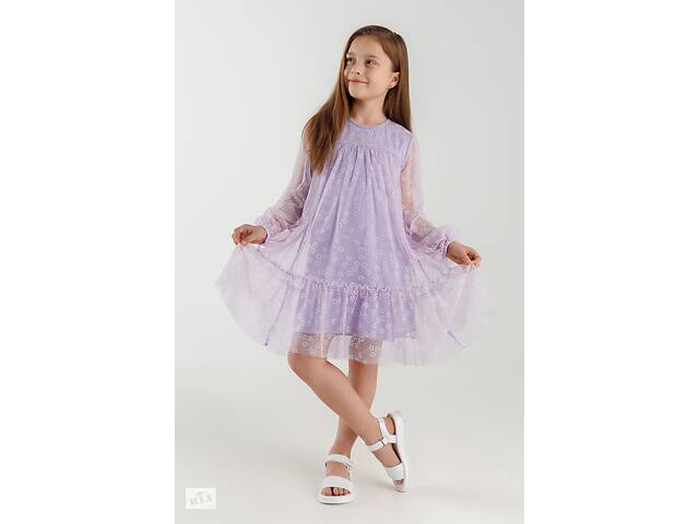 Платье для девочки DINOMIN 240521 122 см Лиловое (2000990392008)