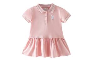 Платье для девочки с коротким рукавом и воротником поло розовое Sports style Berni Kids
