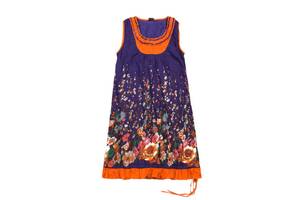 Платье Karma Брахма Коттон Размер M-L Фиолетовый Фон Цветочный Узор (20483)