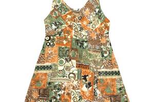 Платье Karma Коттон Абстрактный принт Размер М Шафраново-зеленый (24141)