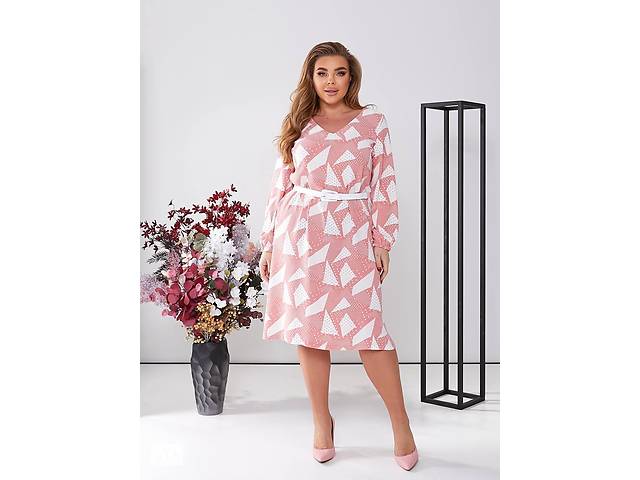 Платье Креативный шик с длинным рукавом Sofia SF-255 Розовый 50-52
