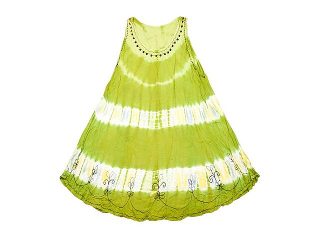 Платье Летнее Karma Вискоза Вышивка Свободный размер Салатовый (24381)