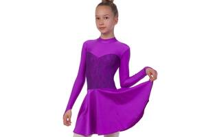 Платье рейтинговое бейсик с длинным рукавом и гипюровыми вставками SP-Planeta DR-1167 40 Фиолетовый