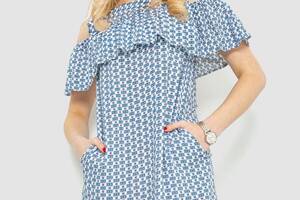 Платье с принтом молочно-голубой 230R24-3 Ager S