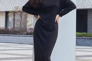 Платье VOLGINA длинное с рельефами XL черное (70238244) 001014XL