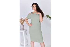 Жіноча сукня жниварка з коротким рукавом оливкового кольору SKL120-305780
