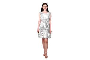 Платье женское легкое летнее Актуаль 439 горошек черный софт белый 44