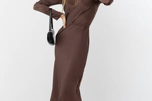Платье женское с длинным рукавом XL коричневый Yuki ЦБ-00235472