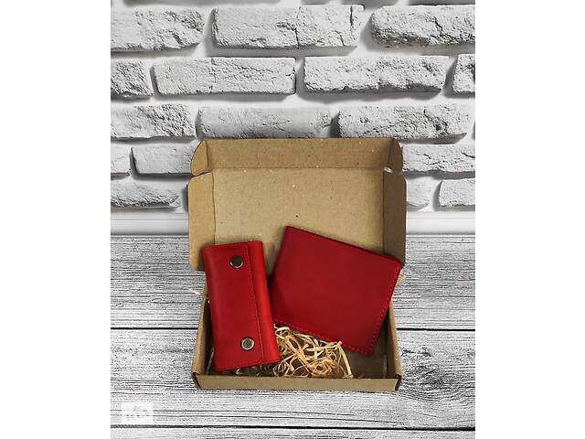 Подарочный набор DNK Leather №3 портмоне + ключница 18х10х3,5 см Красный