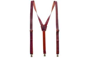 Подтяжки Bow Tie House Красные с итальянской глянцевой кожи и регуляторами антик 2.5 см №2 09631