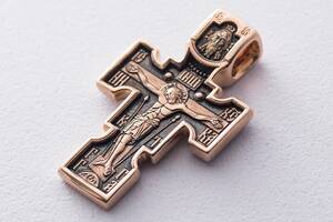 Православный крест с чернением Архангел Михаил. Казанская икона Божией Матери п01837 Оникс