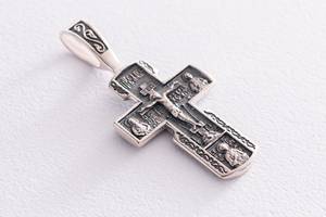 Православный серебряный крест с чернением 133098 Оникс 3.5 г