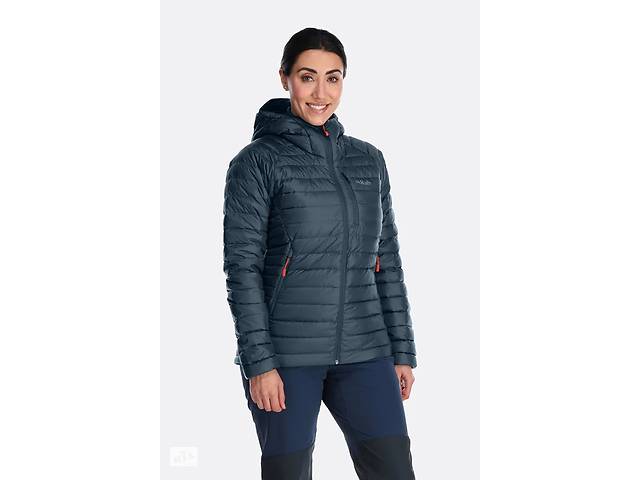 Пуховик женский Rab Microlight Alpine Long Jacket Womens 14 Темно-Синий