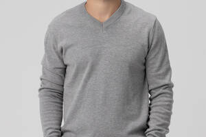 Пуловер однотонный мужской FIGO 6976 L Светло-серый (2000989965183)