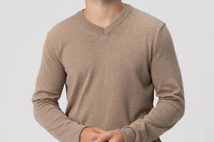Пуловер однотонный мужской FIGO 6976 S Бежевый (2000989965121)