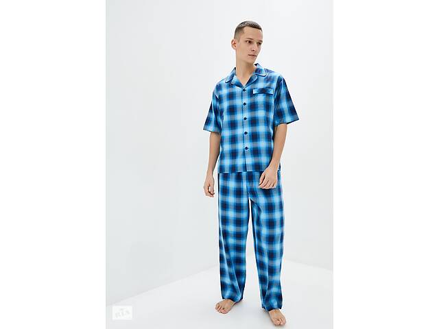 Пижама мужская Cyberjammies Elliot 6559-6560 M Ярко-синий в клетку (5051877349735)