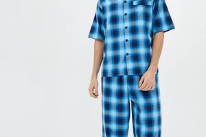 Пижама мужская Cyberjammies Elliot 6559-6560 XL Ярко-синий в клетку (5051877349759)