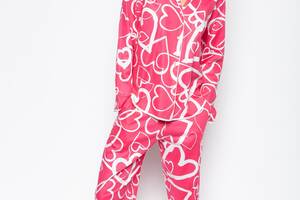 Пижама женская Cyberjammies Mallory 9023-9024 10/S Розовый с принтом сердечек (5051877378261)
