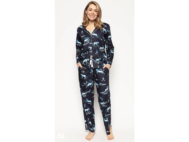 Пижама женская Cyberjammies Verity 9358-9359 22/4XL Синий с принтом лошади (5051877405561)