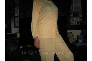 Піжама жіноча жовта і рожева 100% бавовна розмір ХХL (50-52) на ґудзиках