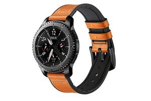 Ремешок BeWatch 22мм Силикон + Кожа для Samsung Galaxy Watch 46mm | 3 45mm | Gear S3 Коричневый (1230104)