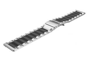 Ремешок-браслет BeWatch сталь-керамика шириной 22 мм универсальный Silver Black (1026411)