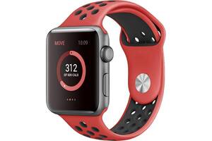 Ремінець Nike Band для Apple Watch 42/44mm силіконовий ARM Series 5 4 3 2 1 Red/Black