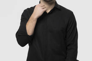 Рубашка классическая мужская однотонная Brands 36002 2XL Черный (2000990194633)