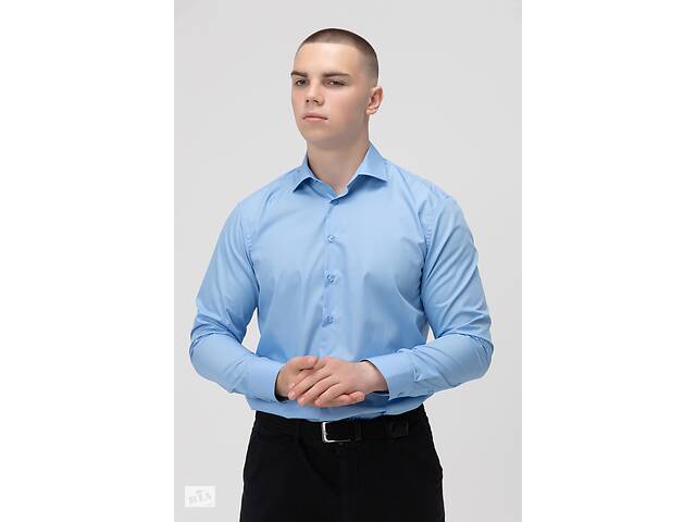 Рубашка классическая однотонная мужская OnMe CTM OM-MBC02311 2XL Голубой (2000990008862)