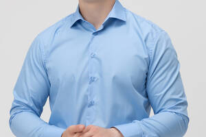 Рубашка классическая однотонная мужская OnMe CTM OM-MBC02311 3XL Голубой (2000990008879)