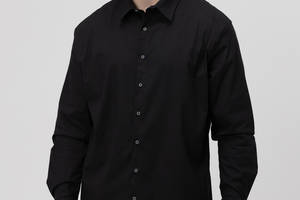 Рубашка классическая однотонная мужская Redpolo 3809 4XL Черный (2000989981633)