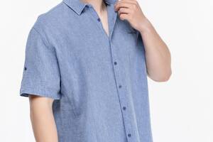 Рубашка мужская однотонная Jean Pier JP7302-B 5XL Синий (2000989651833)