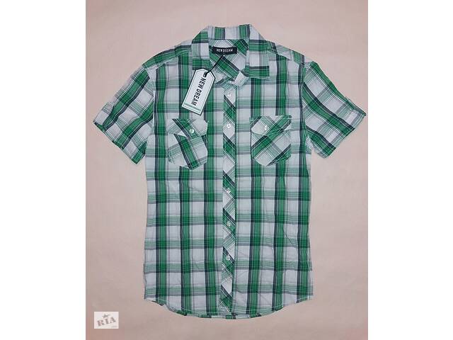 Рубашка мужская с коротким рукавом New Dream р.XL(48) Зеленый клетка(ю340)