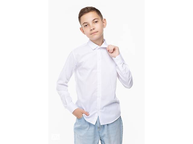 Рубашка однотонная для мальчика Pitiki 1226 146 см Белый (2000989800040)