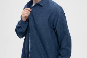 Рубашка однотонная мужская Breezy 23201082 M Синий (2000989634263)