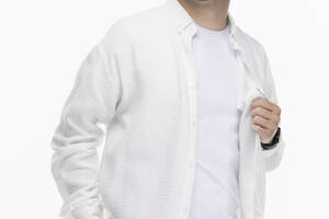 Рубашка однотонная мужская Breezy 23201101 L Белый (2000989739333)