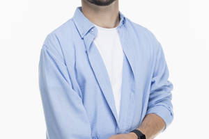 Рубашка однотонная мужская Breezy 23201101 L Голубой (2000989739463)